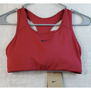 Nike Sports Bra Women Size XS Red Polyester Round Neck Wide Strap Crossback